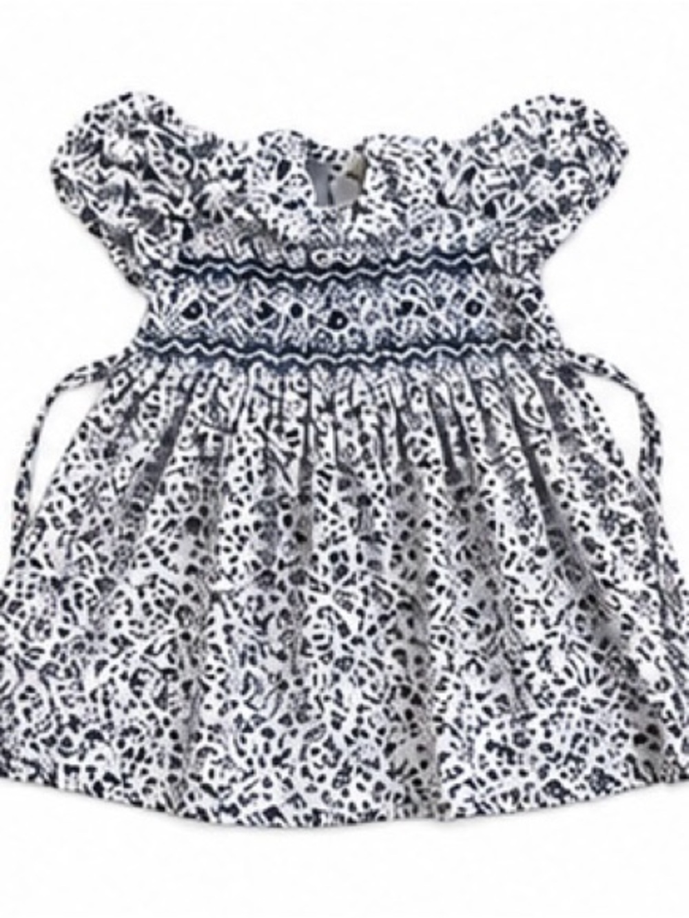 Baby Girl Smocked Floral Dress | Navy & White | Classic Style